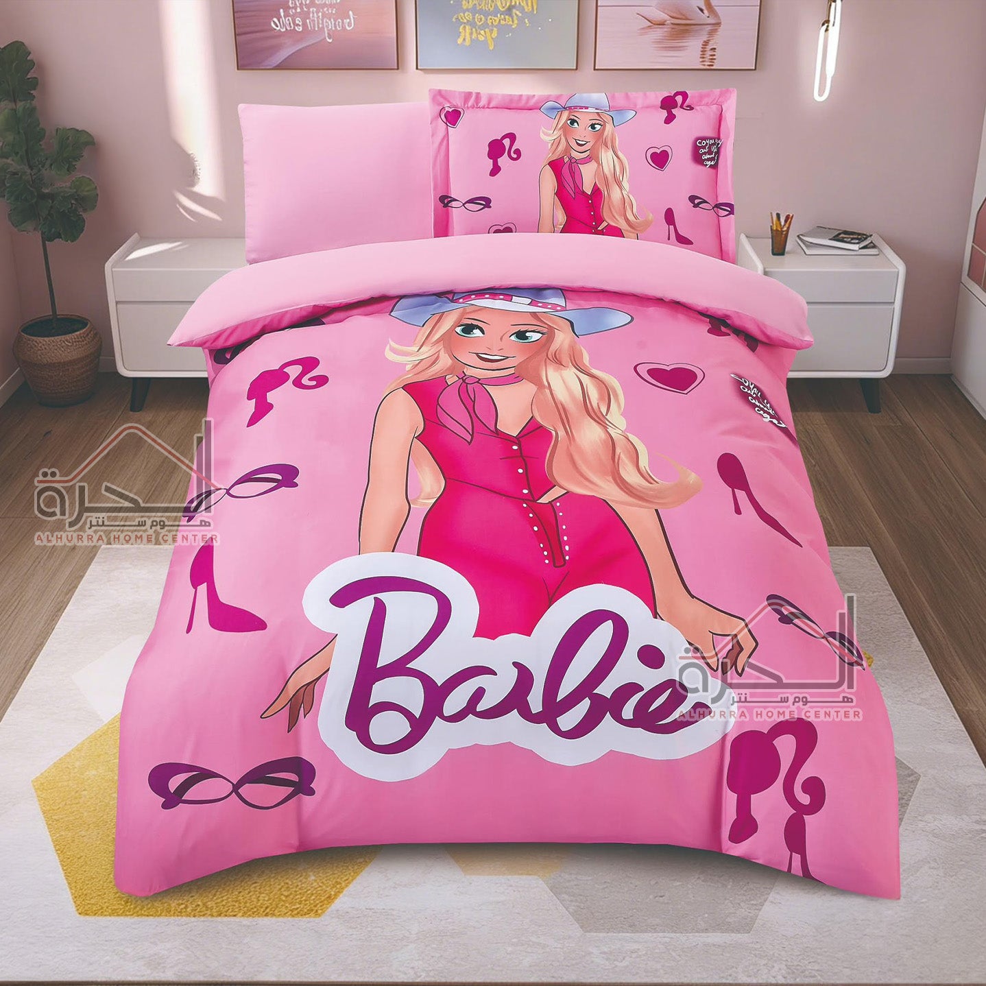 طقم لحاف مفردونصف 4 قطع رسومات Barbie