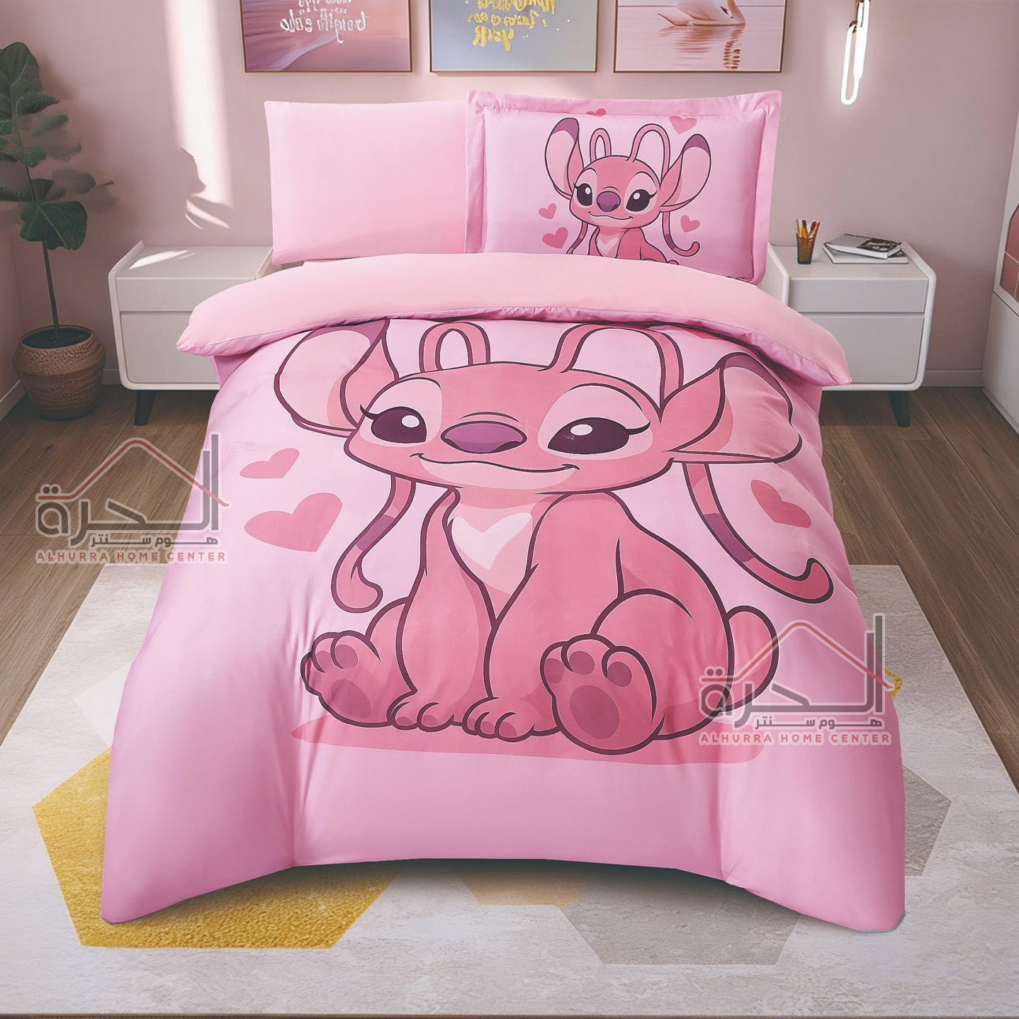 طقم لحاف مفردونصف 4 قطع رسومات Stitch